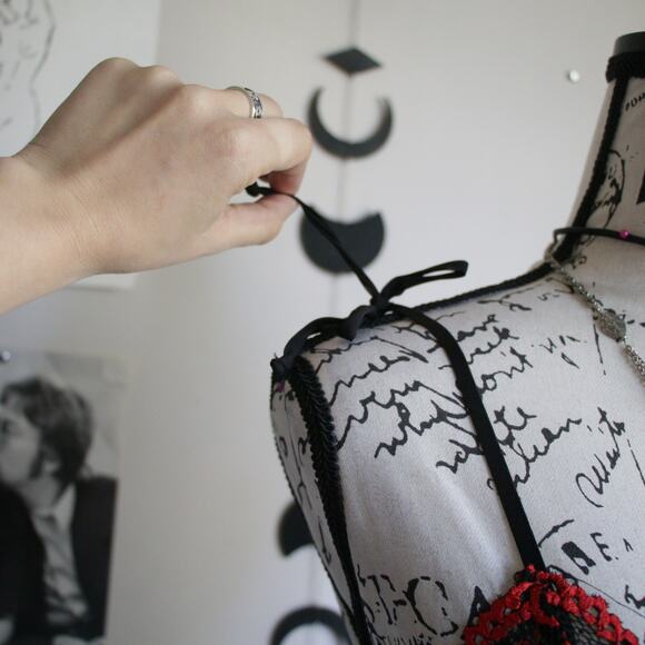 Y2K RED SHEER SLIP BABYDOLL DRESS - Picture 6 of 8